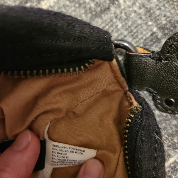 Retro Wool GAP shoulder bag - fully lined purse,  black & tan - Picture 6 of 9